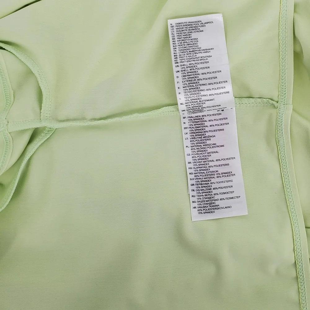 Reebok Girls Size Large 10 Cropped Tie Front Swim Top Green Short‎ Sleeve UPF 50